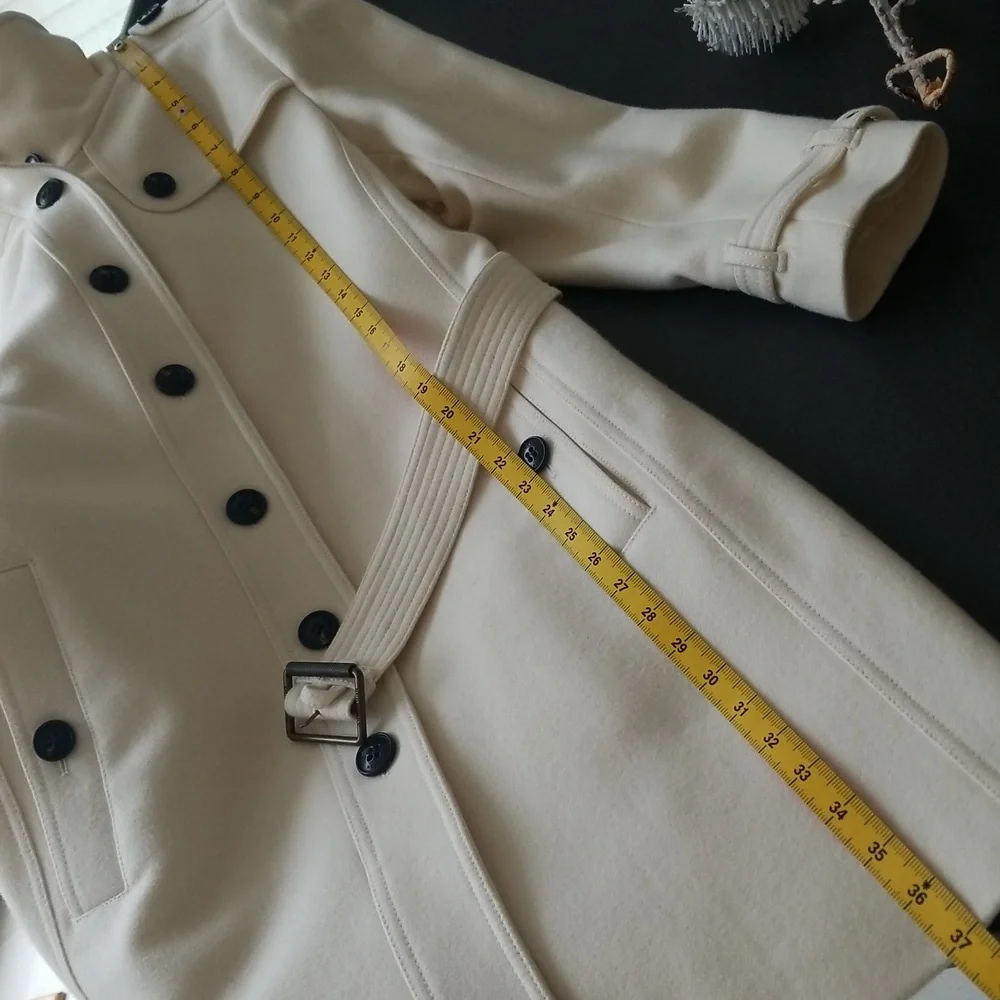 Burberry Cream White Wool Blend Single Breasted "Indiana" Peacoat - Picture 12 of 16